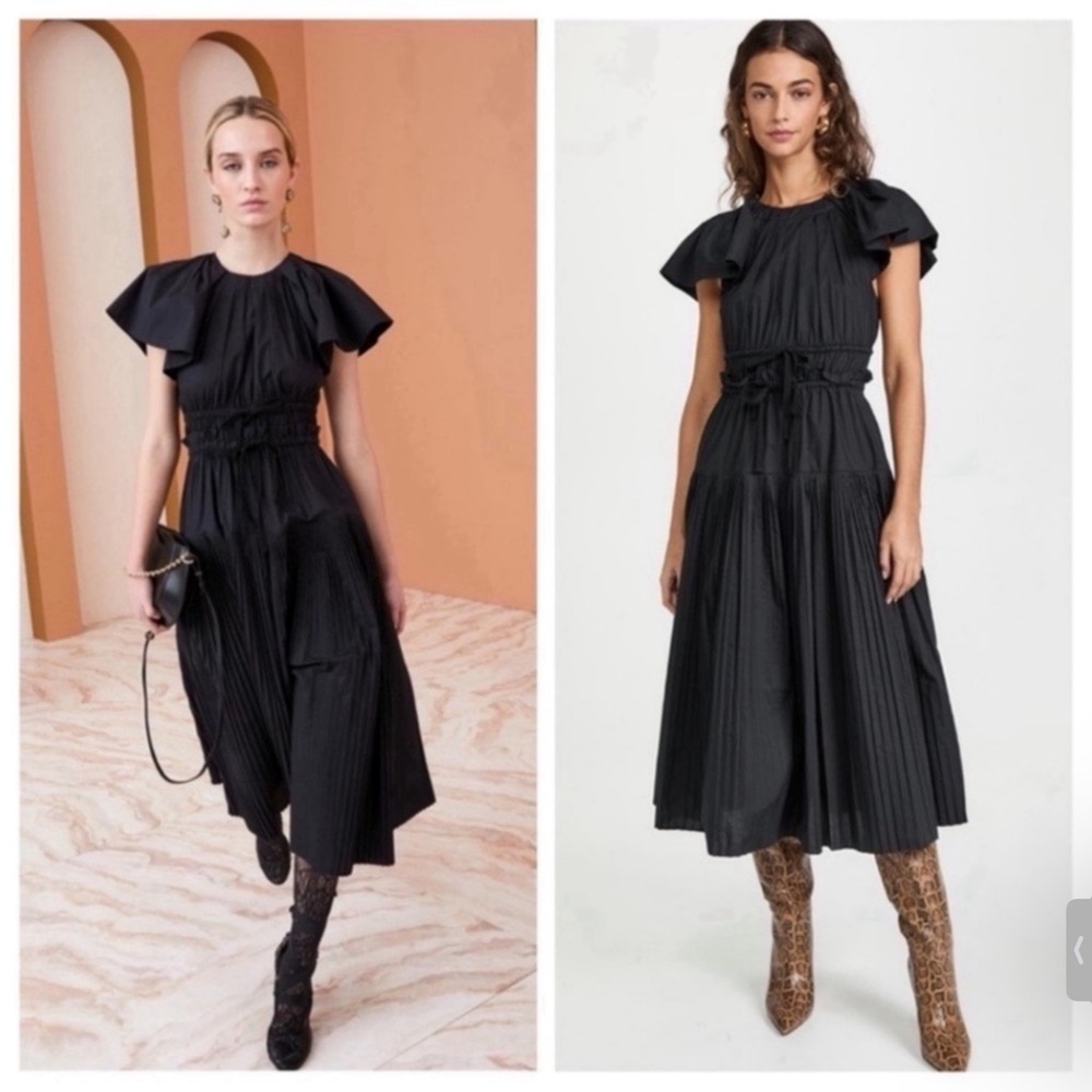 Ulla Johnson Delmara Dress Midi Black Sz 12